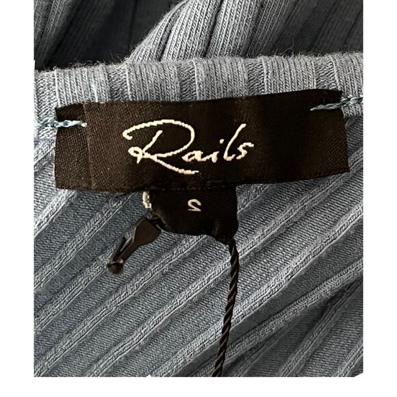 Rails Rania Rib One shoulder short sleeve blue Small S - Picture 5 of 5